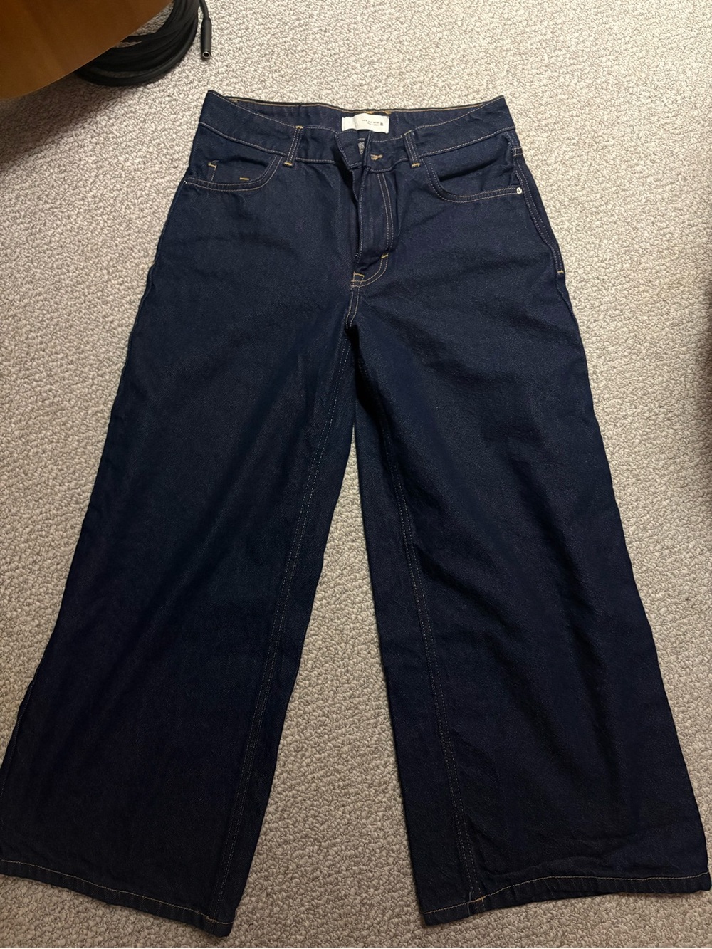 Zara Dark Indigo Wide-Leg Denim Jeans